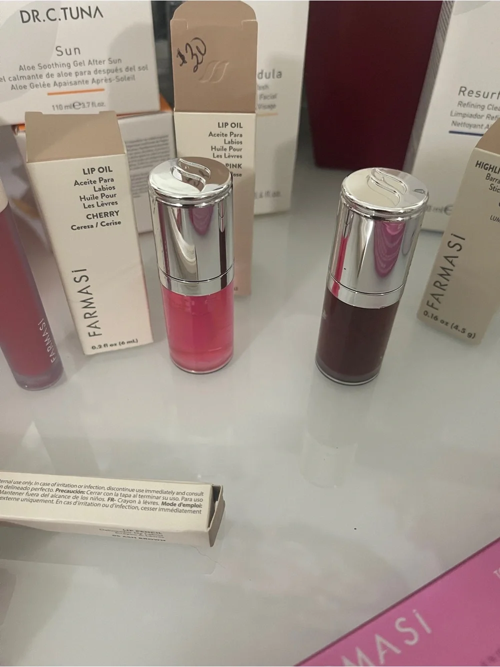 Farmasi Lip Oil — Pink & Deep Cherry Shades